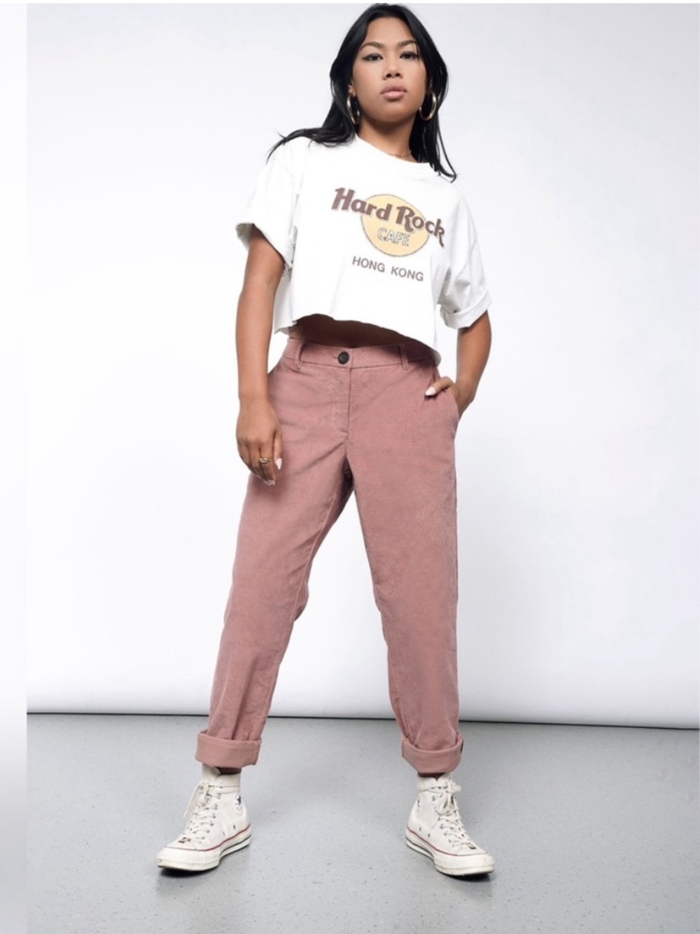 WILDFANG Essential Corduroy Rose Brrown/Mauve Ankle Pants Size 6